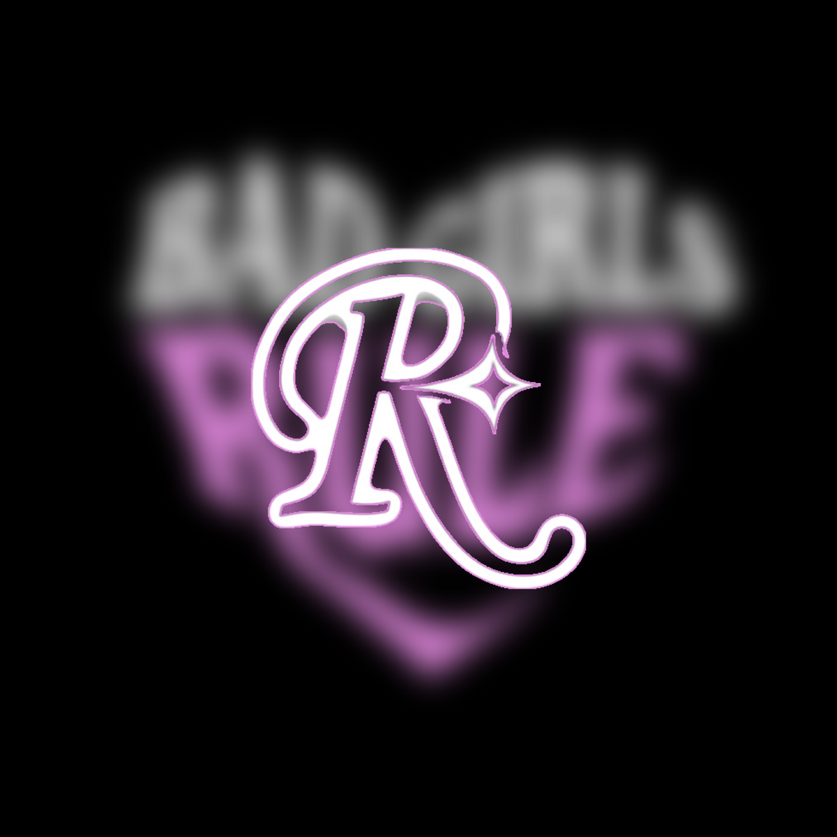 Neon logo with 'R' symbol on a black background